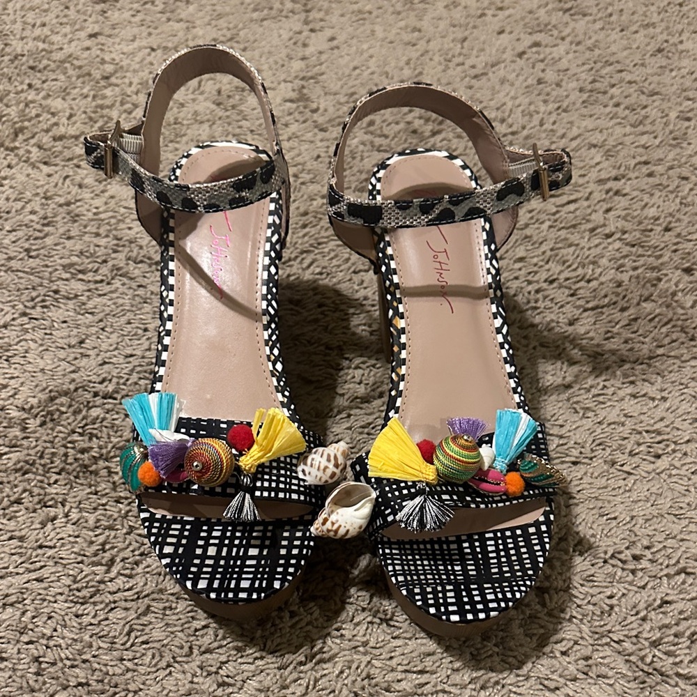 Betsey Johnson Black and Multicolor Sandals